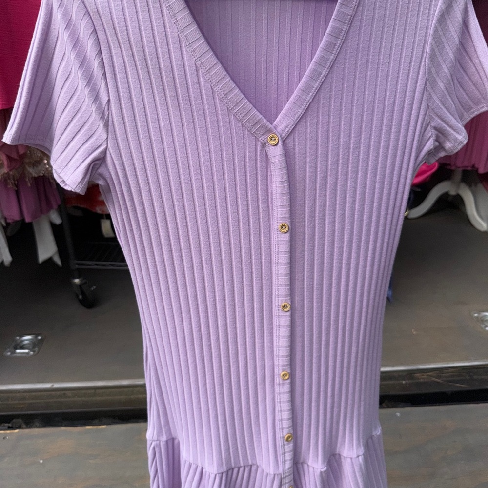 💜Button Up Ribbed Dress💜 - Picture 6 of 9